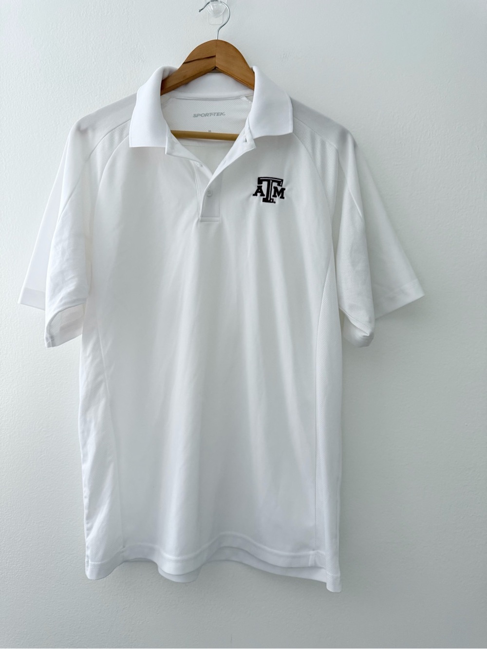 Sport-Tek Texas A&M Aggies Polo Shirt White Performance Short Sleeve Size M